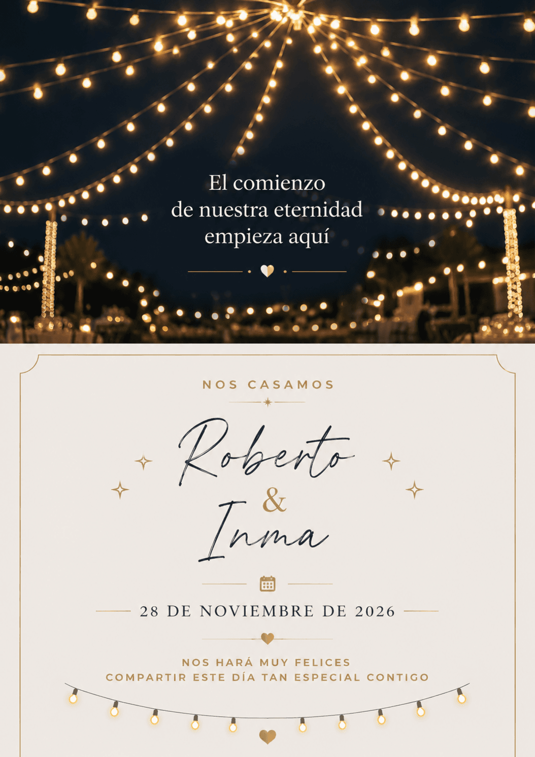 Ejemplo de una invitación digital de boda